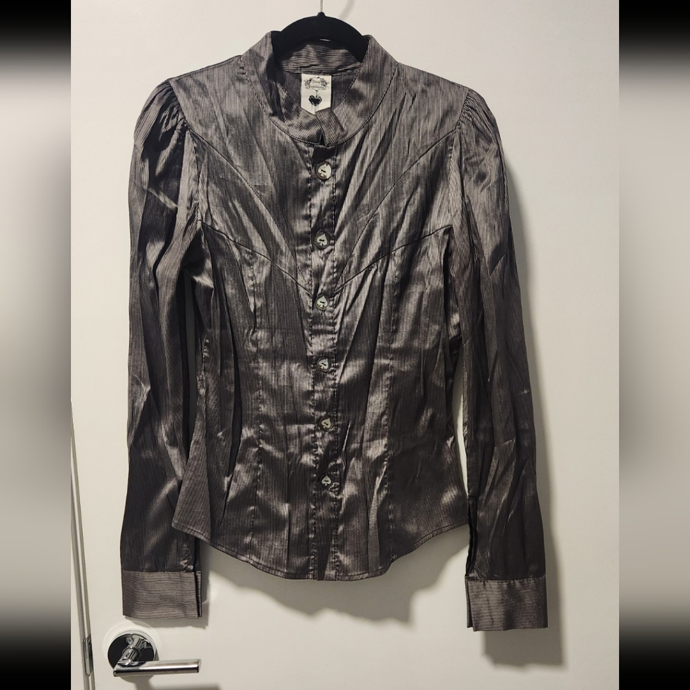 Vintage 90s Goth Vampire Satin Blouse